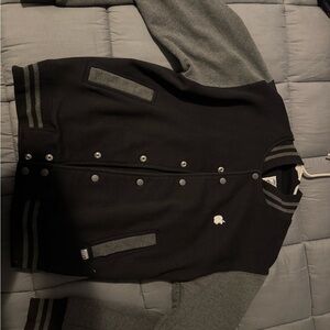 Stylish Black and Gray Varsity Jacket